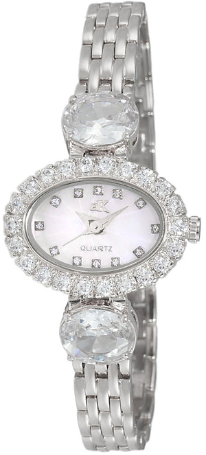 Adee Kaye Fancy Collection Crystal Accents Mother Of Pearl Dial Quartz Ak2730-s Women's Watch