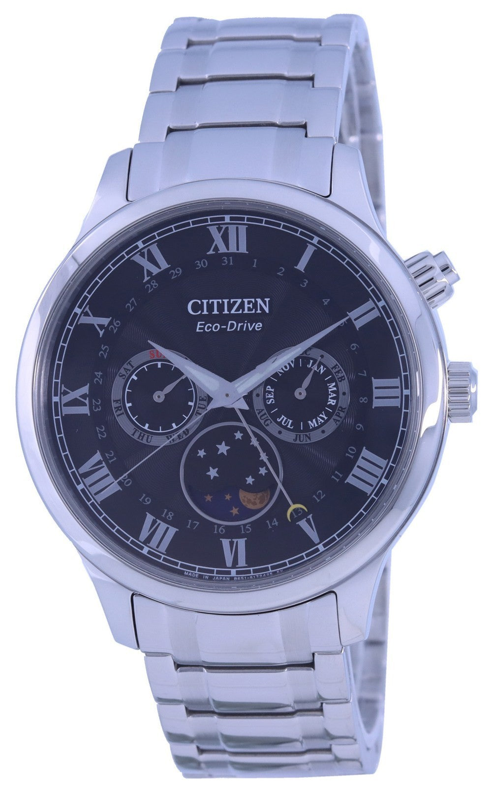 Citizen Moon Phase Black Dial Stainless Steel Eco-drive Ap1050-81e Men's Watch