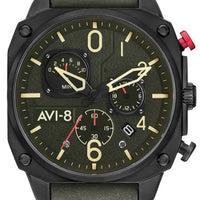 Avi-8 Hawker Hunter Deep Green Retrograde Chronograph Quartz Av-4052-08 Men's Watch