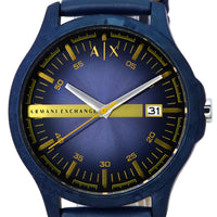 Armani Exchange Hampton Leather Strap Blue Dial Quartz Ax2442 Men's Watch