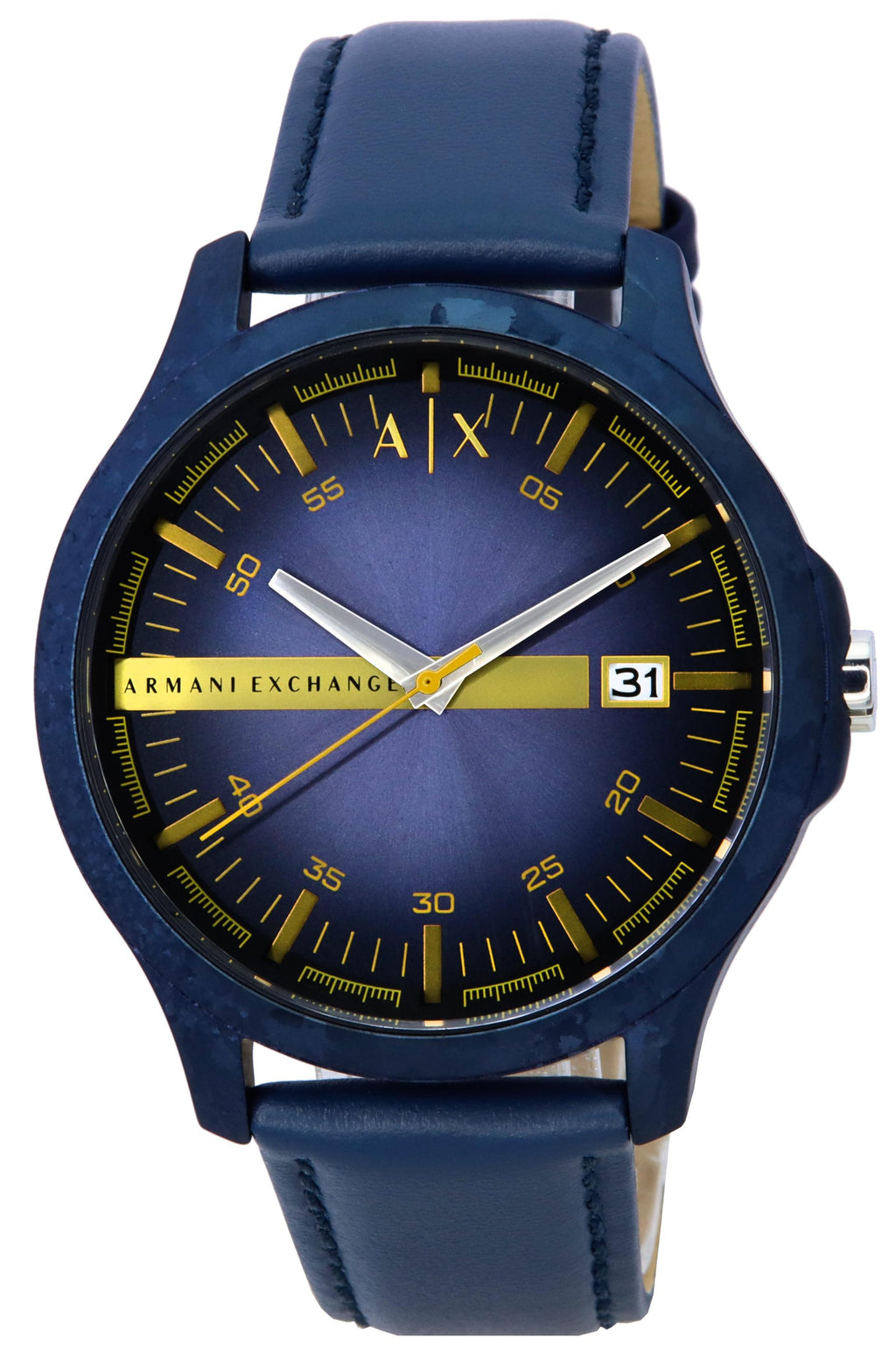 Armani Exchange Hampton Leather Strap Blue Dial Quartz Ax2442 Men's Watch