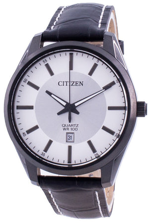 Citizen Silver Dial Leather Strap Quartz Bi1035-09a 100m Men's Watch