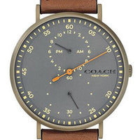 Coach Charles Grey Dial Leather Strap Quartz 14602474 Men's Watch