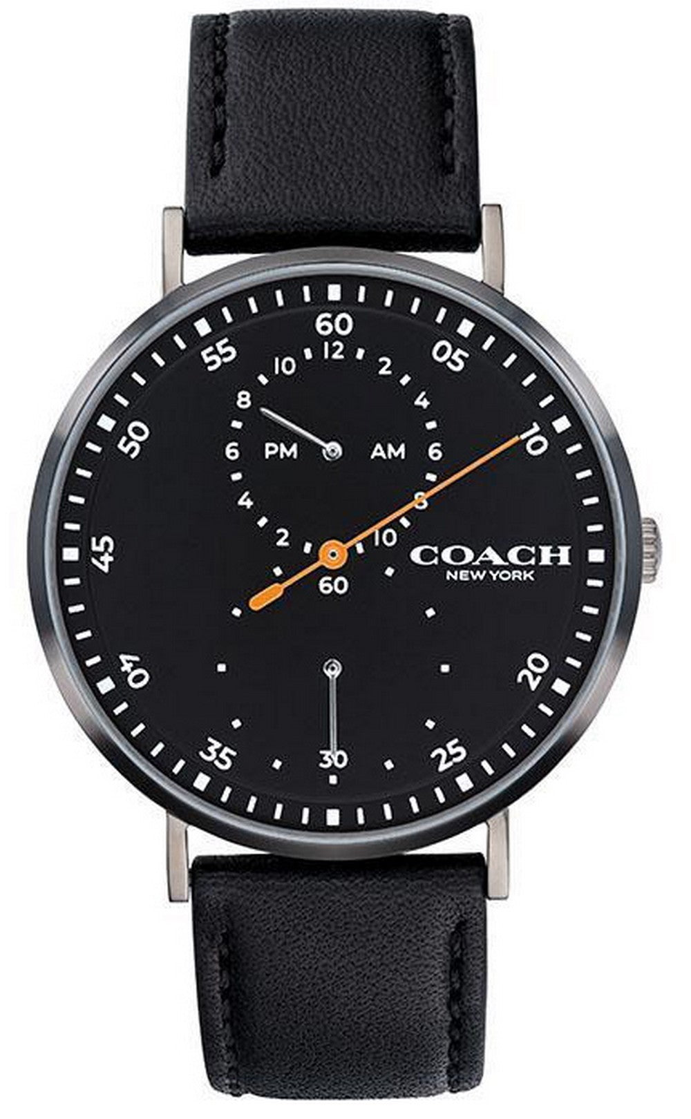 Coach Charles Black Dial Leather Strap Quartz 14602476 Men's Watch