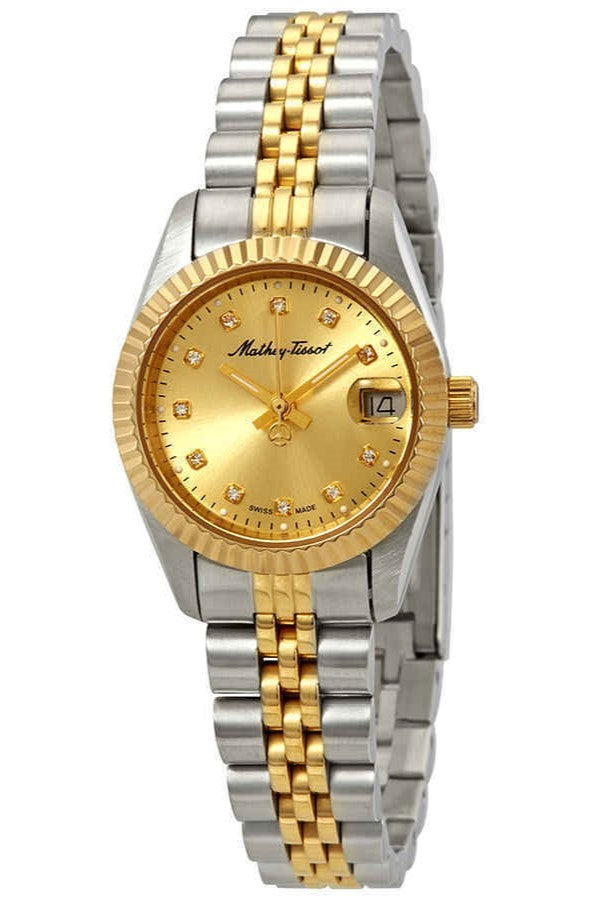 Mathey-tissot Mathy Ii Two Tone Stainless Steel Gold Dial Quartz D710bdi Women's Watch