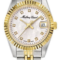 Mathey-tissot Mathy Ii Two Tone Stainless Steel Mother Of Pearl Dial Quartz D710bi Women's Watch