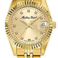 Mathey-tissot Mathy Ii Gold Tone Stainless Steel Gold Dial Quartz D710pdi Women's Watch