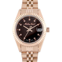 Mathey-tissot Mathy Ii Rose Gold Tone Stainless Steel Brown Dial Quartz D710prm Women's Watch