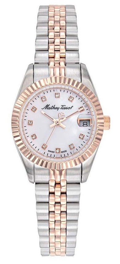 Mathey-tissot Mathy Ii Two Tone Stainless Steel White Dial Quartz D710ra Women's Watch