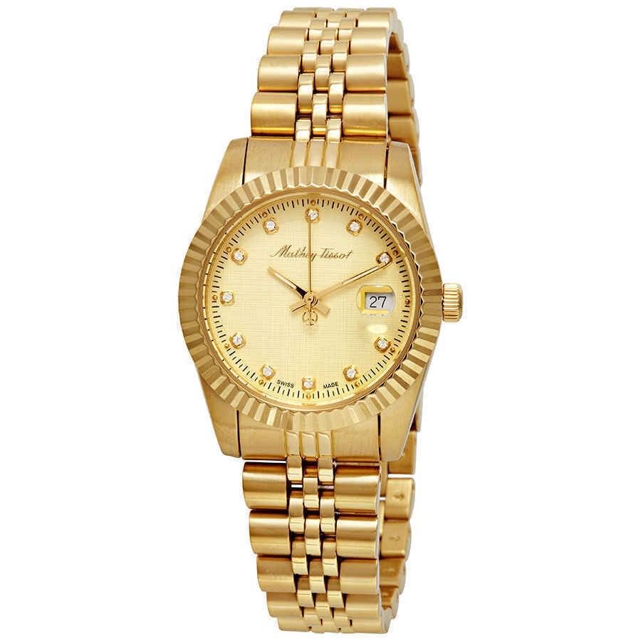 Mathey-tissot Mathy Iii Gold Tone Stainless Steel Gold Dial Quartz D810pdi Women's Watch