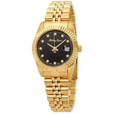 Mathey-tissot Mathy Iii Gold Tone Stainless Steel Black Dial Quartz D810pdi Women's Watch