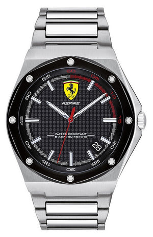 Ferrari Scuderia Aspire Black Dial Stainless Steel Quartz 0830666 Men's Watch