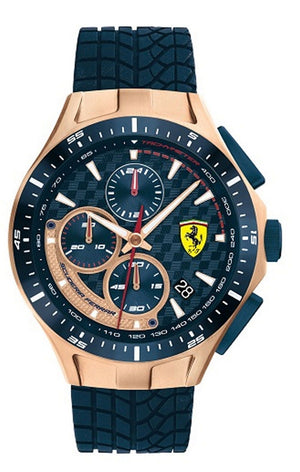 Ferrari Scuderia Race Day Chronograph Blue Dial Quartz Silicon Band 0830699 Men's Watch