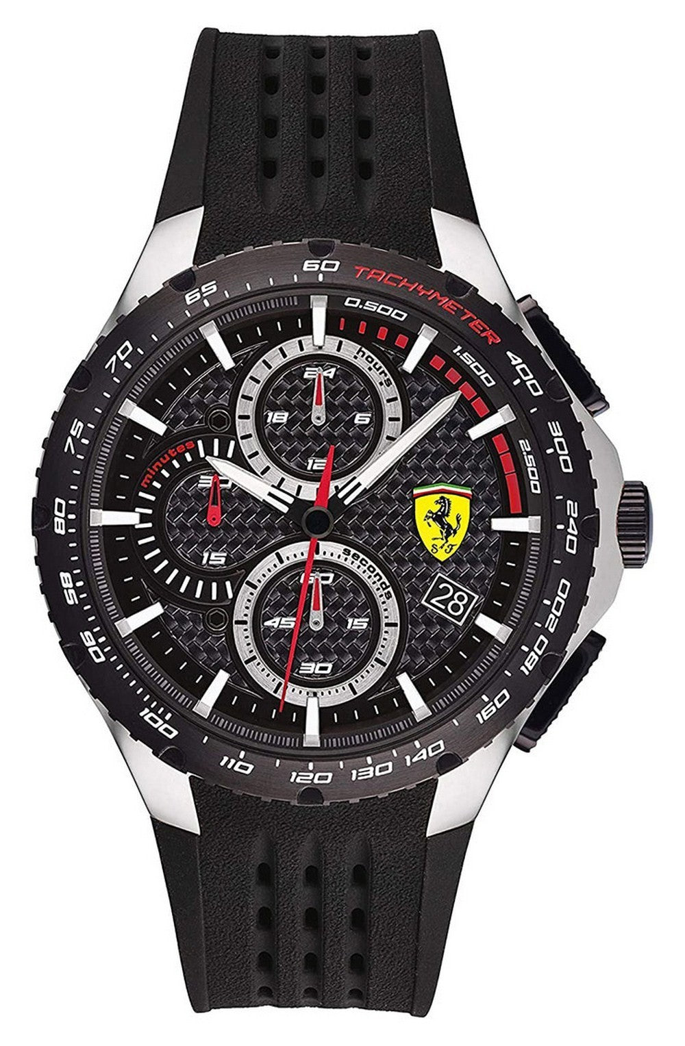 Ferrari Scuderia Pista Chronograph Black Dial Silicon Band Quartz 0830732 Men's Watch