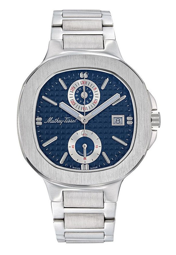 Mathey-tissot Evasion Chronograph Stainless Steel Blue Dial Quartz H152chabu 100m Men's Watch