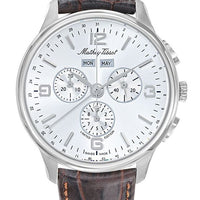 Mathey-tissot Edmond 5040f Limited Edition Chronograph Leather Strap Silver Dial Quartz H1886chsa Men's Watch