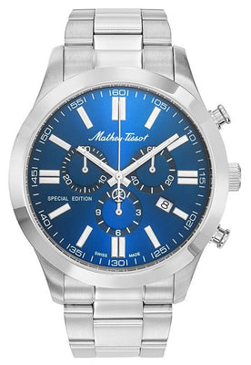 Mathey-tissot Mathy I Jumbo Special Edition Chronograph Blue Dial Quartz H455chabu Men's Watch