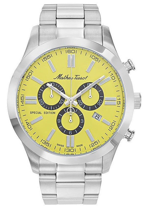 Mathey-tissot Mathy I Jumbo Special Edition Chronograph Yellow Dial Quartz H455chj Men's Watch