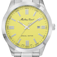 Mathey-tissot Mathy I Jumbo Special Edition Stainless Steel Yellow Dial Quartz H455j Men's Watch