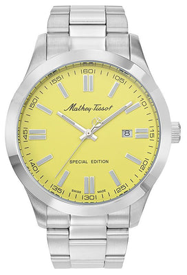 Mathey-tissot Mathy I Jumbo Special Edition Stainless Steel Yellow Dial Quartz H455j Men's Watch