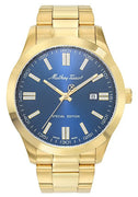 Mathey-tissot Mathy I Jumbo Special Edition Gold Tone Stainless Steel Blue Dial Quartz H455pbu Men's Watch