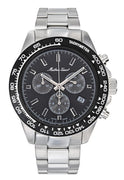 Mathey-tissot Chronograph Stainless Steel Black Dial Quartz H9010chan 100m Men's Watch