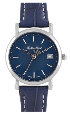 Mathey-tissot City Leather Strap Blue Dial Quartz Hb611251abu Men's Watch