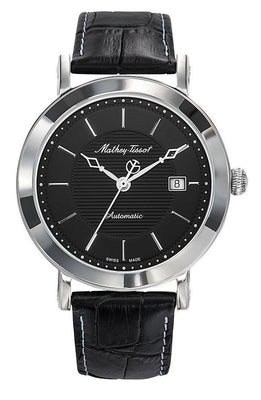 Mathey-tissot City Leather Strap Black Dial Automatic Hb611251atan Men's Watch