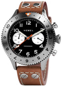 Hemel Reverse Panda Chronograph Ceramic Bezel Matte Black With Super-luminova C3 Dial Quartz Hf13 100m Men's Watch