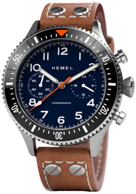 Hemel Hft20 Chronograph Ceramic Bezel Navy With Super-luminova Dial Quartz Hf3na 100m Men's Watch