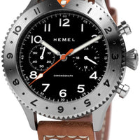 Hemel Hft20 Chronograph Gmt Bezel Matte Black With Super-luminova Dial Quartz Hf4 100m Men's Watch