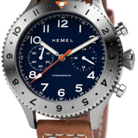 Hemel Hft20 Chronograph Gmt Bezel Navy Blue With Super-luminova Dial Quartz Hf4na 100m Men's Watch