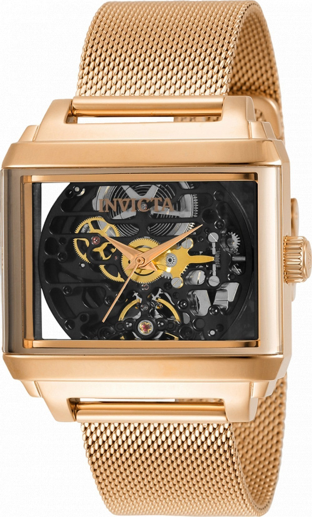 Invicta Objet D Art Skeleton Dial Rose Gold Tone Stainless Steel Automatic 34381 Men's Watch