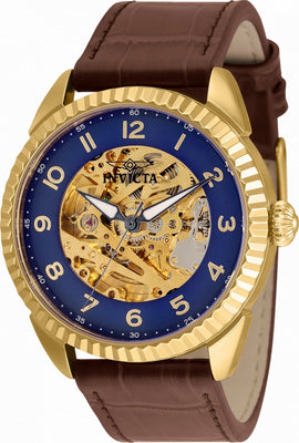 Invicta Specialty Blue Skeleton Dial Leather Strap Automatic 36564 Men's Watch