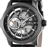 Invicta Vintage Leather Strap Skeleton Dial Mechanical 37951 100m Men's Watch