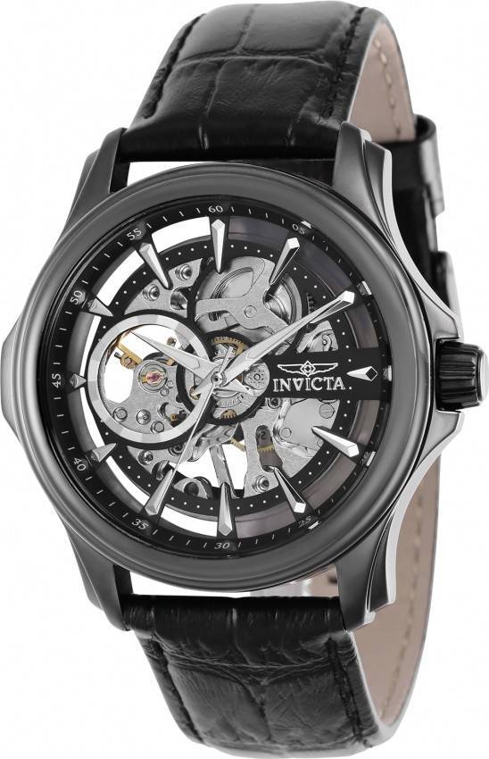 Invicta Vintage Leather Strap Skeleton Dial Mechanical 37951 100m Men's Watch