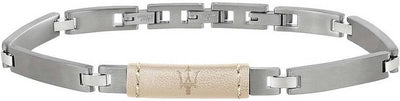 Maserati J Steel And White Leather Jm218amd03 Men's Bracelet