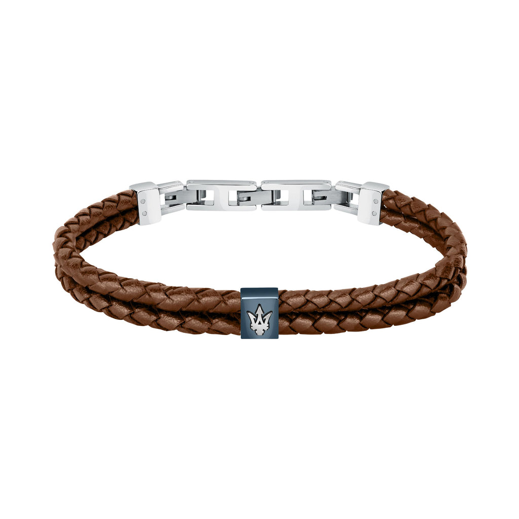 Maserati Jewels Recycled Leather And Stainless Steel Jm422ave14 Bracelet For Men