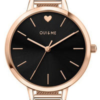 Oui  Me Petite Amourette Black Dial Rose Gold Tone Stainless Steel Quartz Me010002 Women's Watch