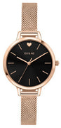 Oui  Me Petite Amourette Black Dial Rose Gold Tone Stainless Steel Quartz Me010002 Women's Watch