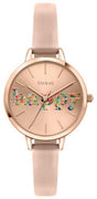 Oui  Me Petite Fleurette Rose Gold Sunray Dial Leather Strap Quartz Me010009 Women's Watch