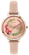 Oui  Me Fleurette Rose Gold Sunray Dial Leather Strap Quartz Me010038 Women's Watch