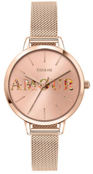 Oui  Me Fleurette Rose Gold Tone Stainless Steel Quartz Me010043 Women's Watch