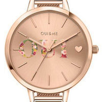 Oui  Me Petite Fleurette Rose Gold Tone Stainless Steel Quartz Me010044 Women's Watch