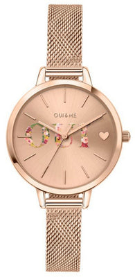 Oui  Me Petite Fleurette Rose Gold Tone Stainless Steel Quartz Me010044 Women's Watch