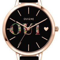 Oui  Me Fleurette Black Dial Leather Strap Quartz Me010079 Women's Watch