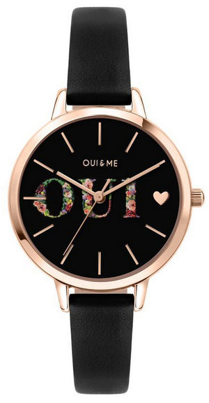 Oui  Me Fleurette Black Dial Leather Strap Quartz Me010079 Women's Watch