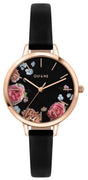 Oui  Me Petite Fleurette Black Dial Leather Strap Quartz Me010097 Women's Watch