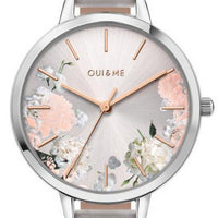 Oui  Me Petite Fleurette Silver Dial Leather Strap Quartz Me010098 Women's Watch