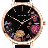 Oui  Me Fleurette Black Dial Leather Strap Quartz Me010101 Women's Watch